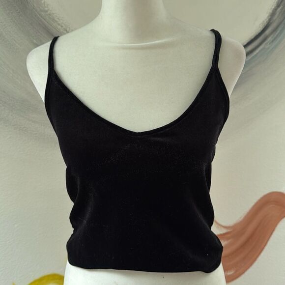 Forever 21 black velvet tank top. Spaghetti strap. Size medium. - Picture 1 of 4
